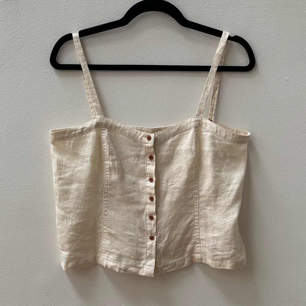 Everlane linen button front tank 6